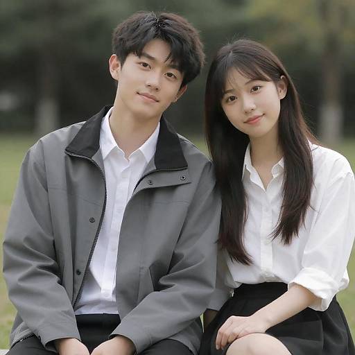 Outdoor Portrait of Smiling Young Couple