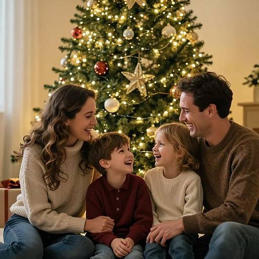 Joyful Family Moments by Christmas Tree