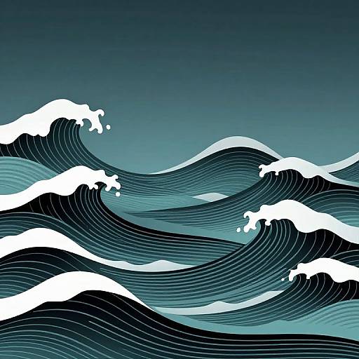 Minimalist Teal Wave Art