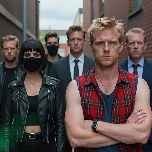 Urban Alley Encounter with Five Characters