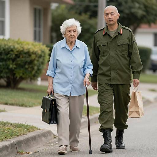 Suburban Scene with Unique Characters