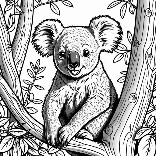 Smiling Koala Coloring Page
