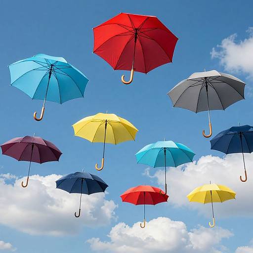 Whimsical Floating Umbrella Parade