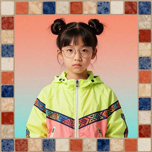 Stylized Teen Girl Portrait Mosaic