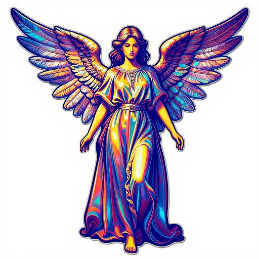 Holographic Female Angel Vector Art
