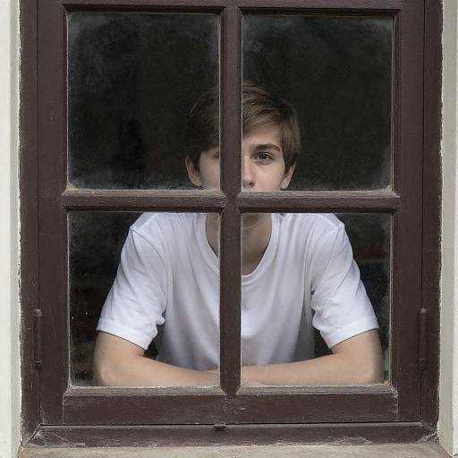 Intense Gaze through Grimy Window