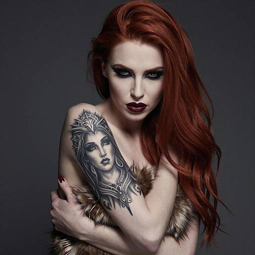 Striking Portrait of a Tattooed Redhead