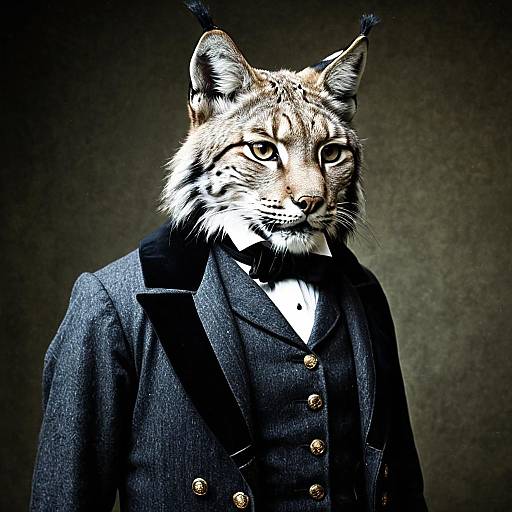 Anthropomorphic Lynx in Victorian Frock Coat