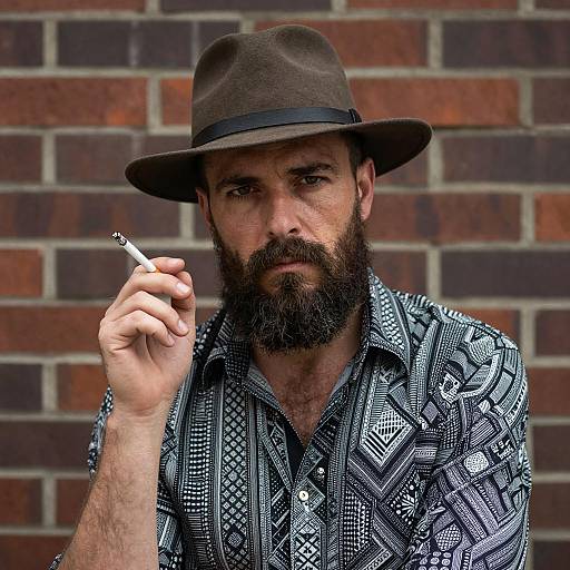 Rugged Man Portrait with Cigarette