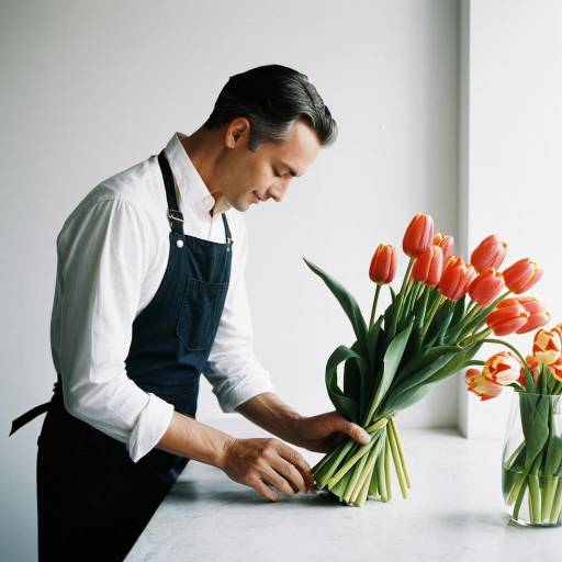 Florist Arranging Fresh Tulips