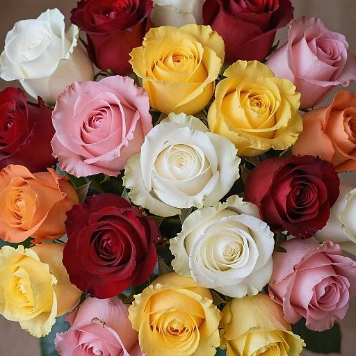 Vibrant Top-Down Rose Bouquet Photography