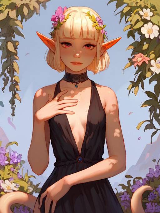 Blonde Elf in Nature with Dress
