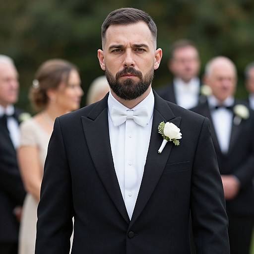 Handsome Bearded Man in Tuxedo