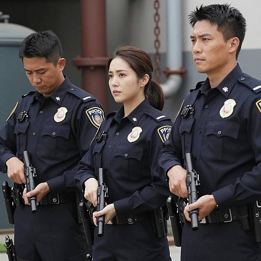 Three Police Officers in Industrial Setting