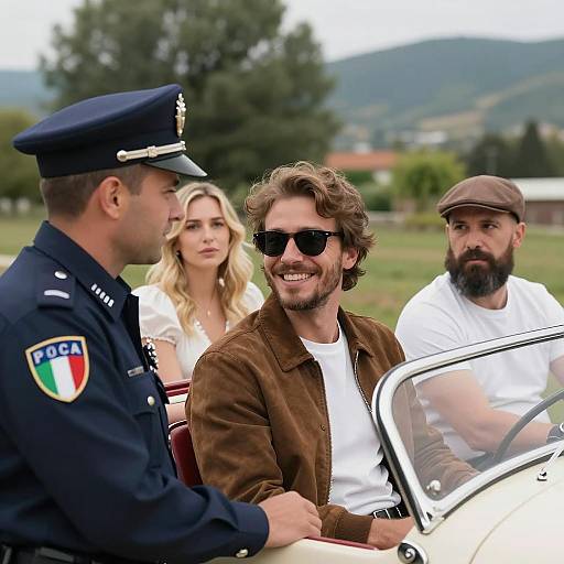 Vintage Car Gathering with Policeman