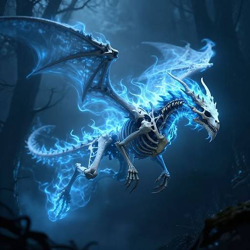 Mystical Skeletal Dragon in Fog