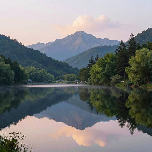 Serene Mountain Lake at Dawn
