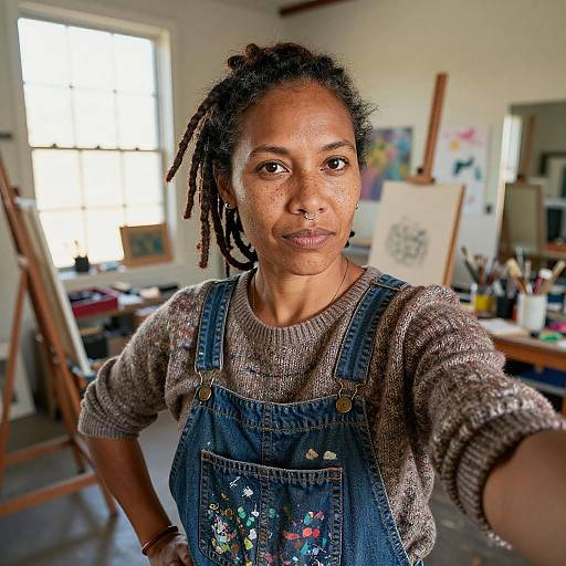 Indigenous Australian Female Artist Selfie in Studio