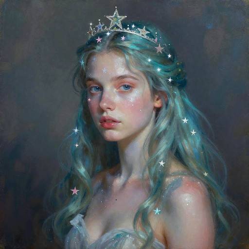 Seductive Princess in Sparkling Teal Portrait