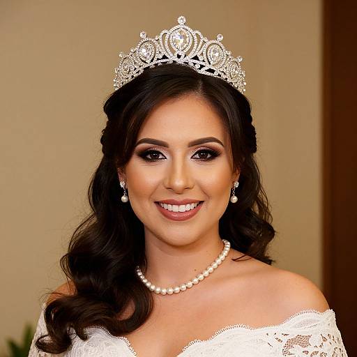 Radiant Woman with Ornate Engagement Crown