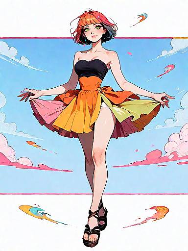 Woman in Modern Cocktail Attire