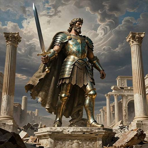 Majestic Titan Amid Ancient Ruins