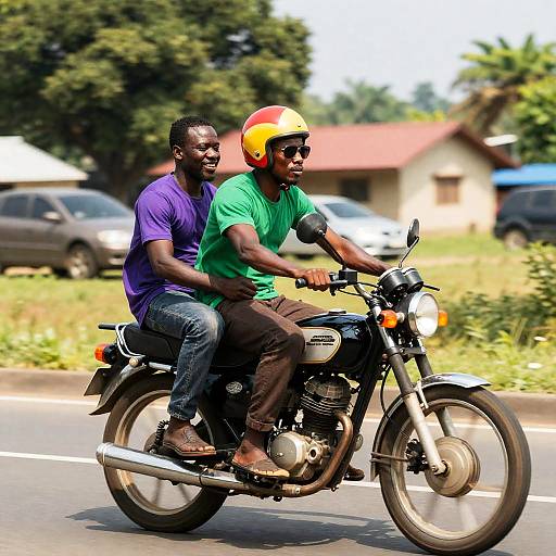 Sunny Ride on a Vintage Motorcycle