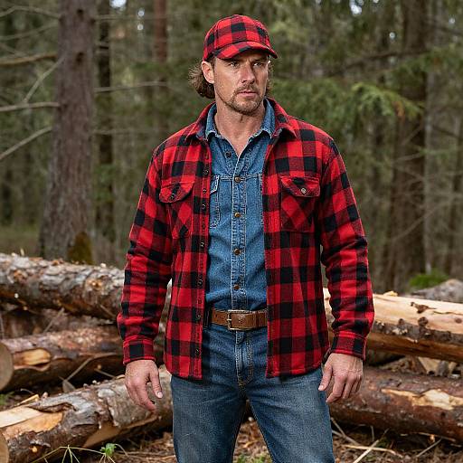 Rugged Lumberjack in Dense Forest