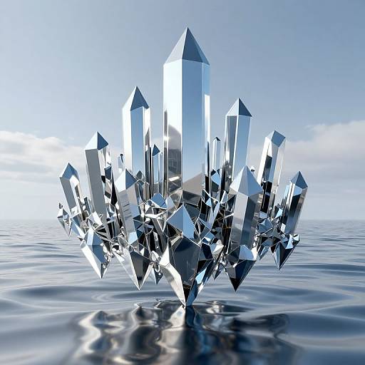 Mirrored Crystal City Above Mercury Sea