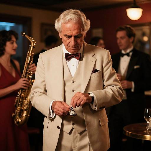 Elderly Man in Vintage Jazz Club