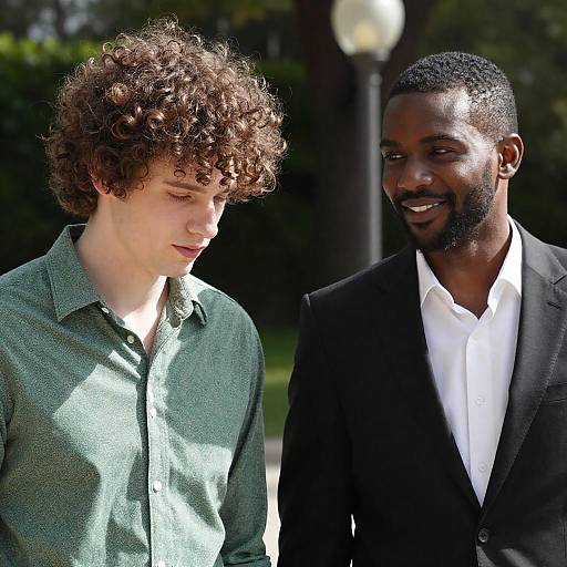 Outdoor Portrait of Two Men Smiling