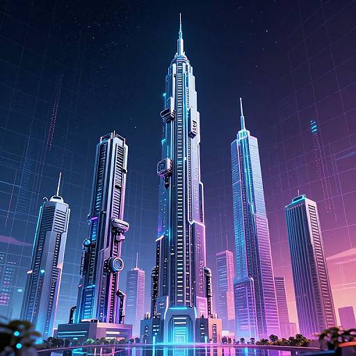 Futuristic AI-Integrated Robotic Towers