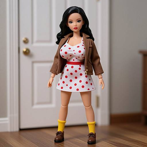 Photorealistic Doll in Polka Dot Dress