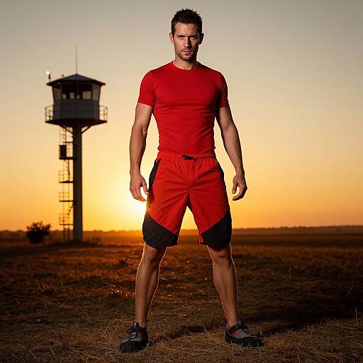 Bold Climber at Sunset Control Tower