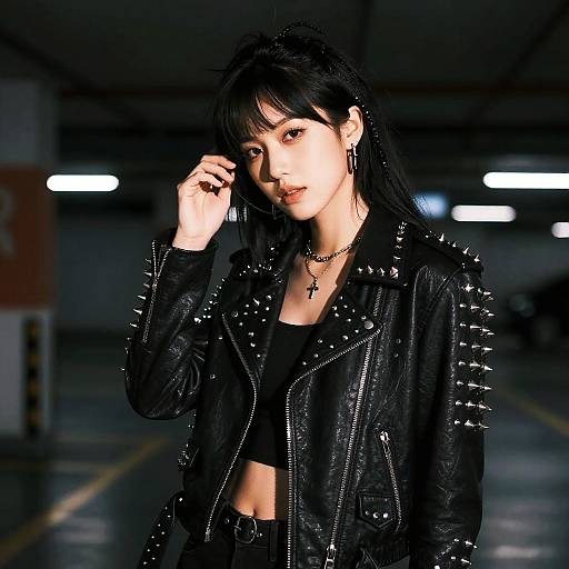 Female Rocker with Mullet Hairstyle