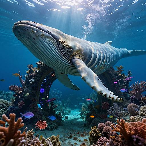Surreal Underwater Whale Skeleton Gateway