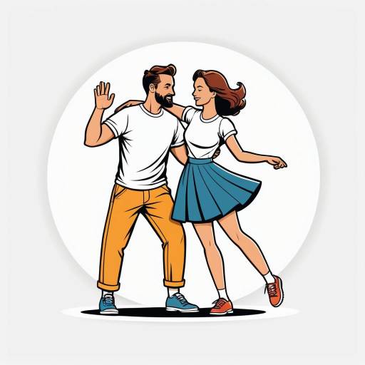 Vintage Couple Dancing Vector Illustration