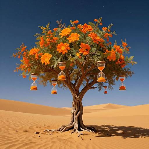 Surreal Tree of Time Under Stars