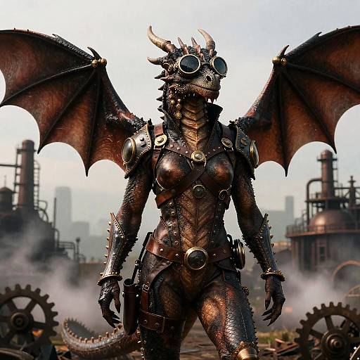 Realistic Steampunk Dragon Portrait