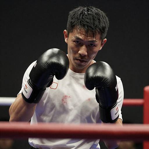Intense Boxing Scene with Asian Fighter
