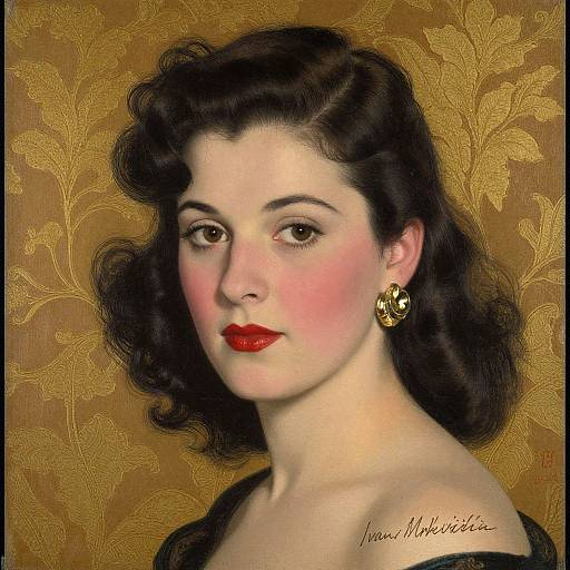 Vintage Portrait of Woman with Gold