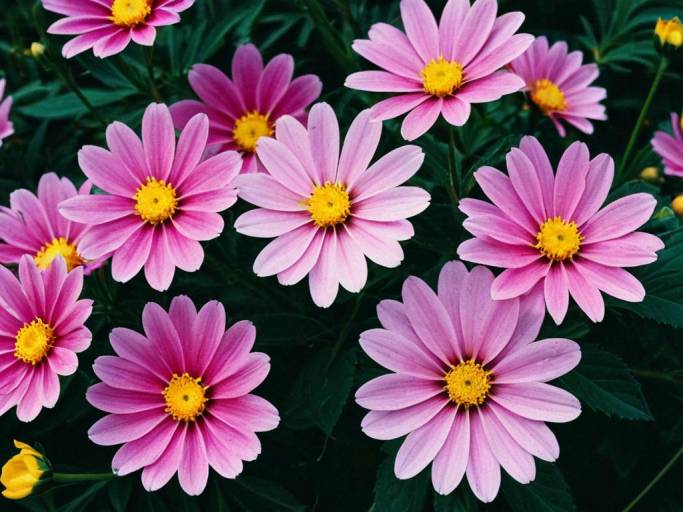 Vibrant Pink and Yellow Flower Wallpaper