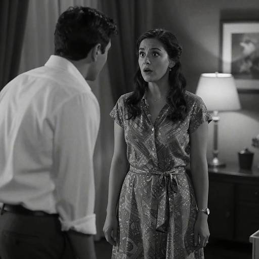 Surprised Woman in Dimly Lit Room