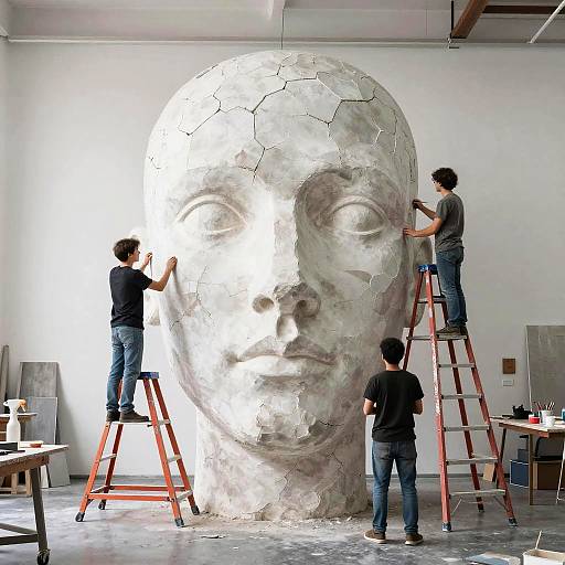 Studio Scene with Giant Plaster Head