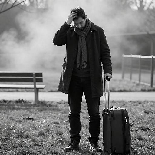 Melancholic Man in a Grassy Field