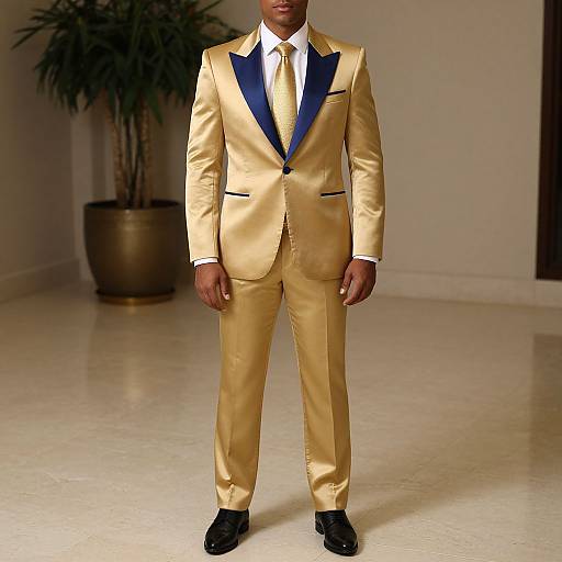 Stylish Man in Gold Suit