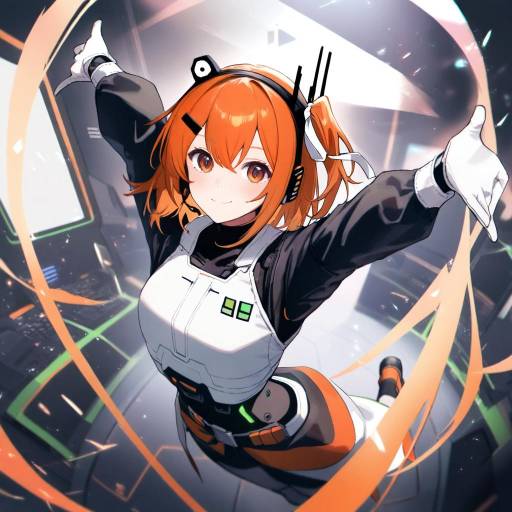 Futuristic Android Gamer with Orange Hair