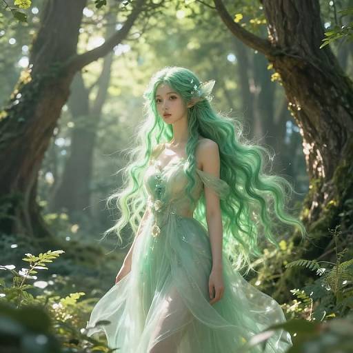 Serene Forest Nymph in Pastel Glow