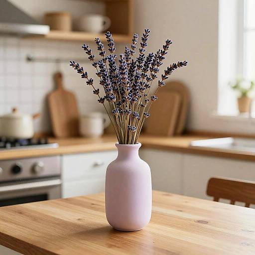 Pastel Kitchen Vase with Lavender