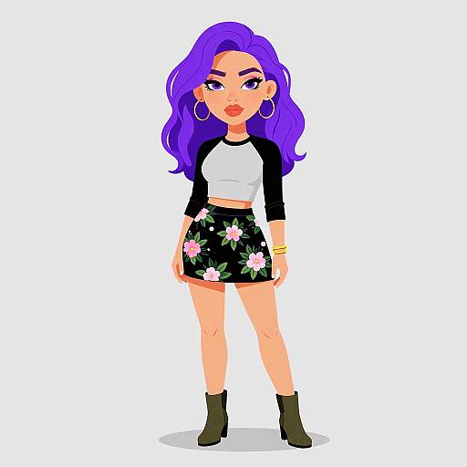 Casual Contemporary Woman in Floral Skirt